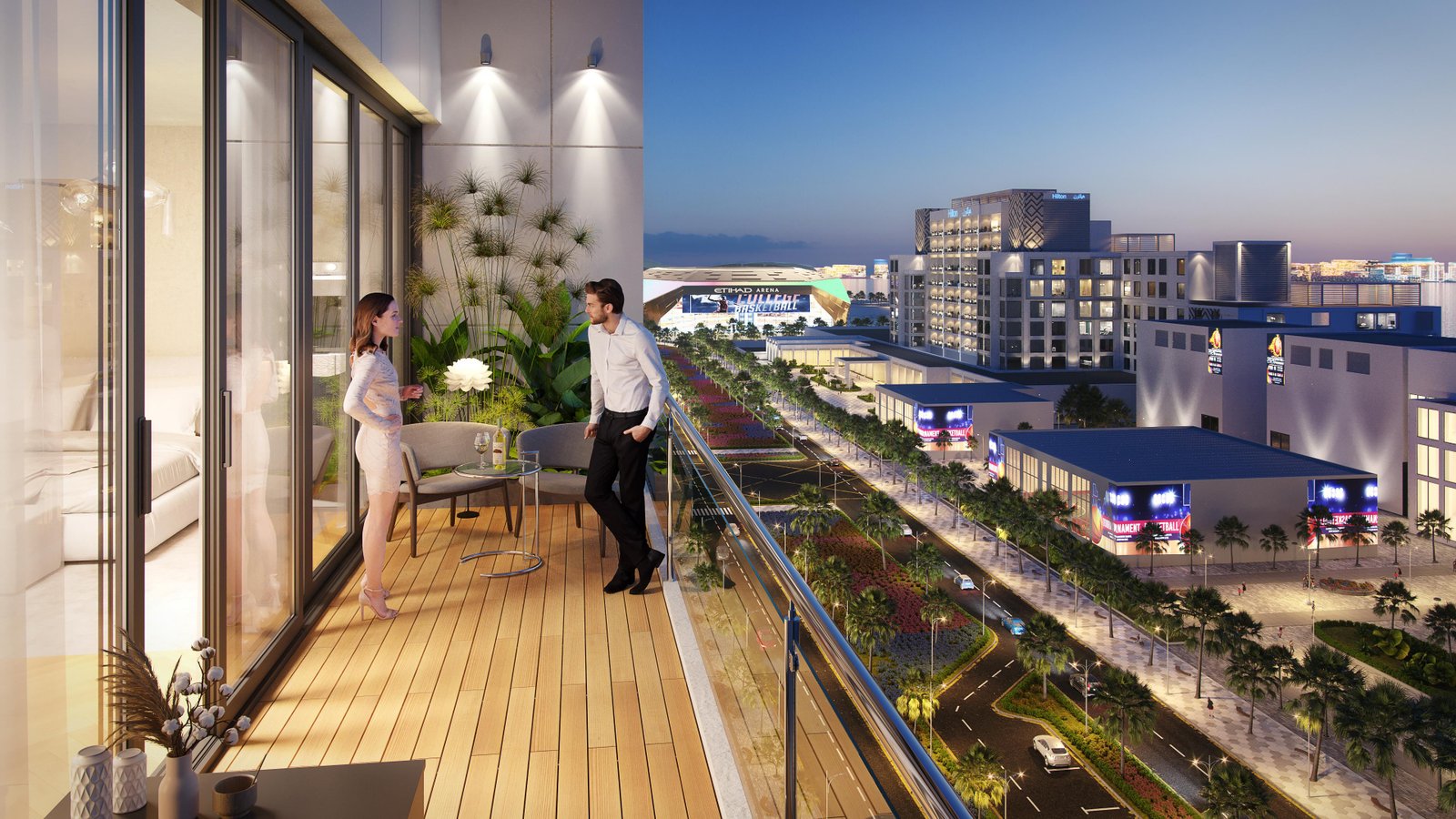 Elegant contemporary apartment exterior at Diva Yas Island showcasing premium architecture, balconies, and resort-inspired residential design.